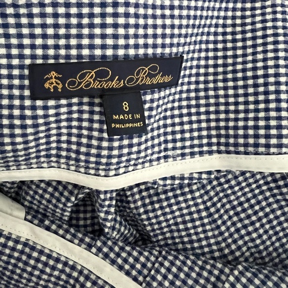 Brooks Brothers Blue A-Line Skirt gingham small medium blue white ties bow 8 s m - Picture 4 of 8